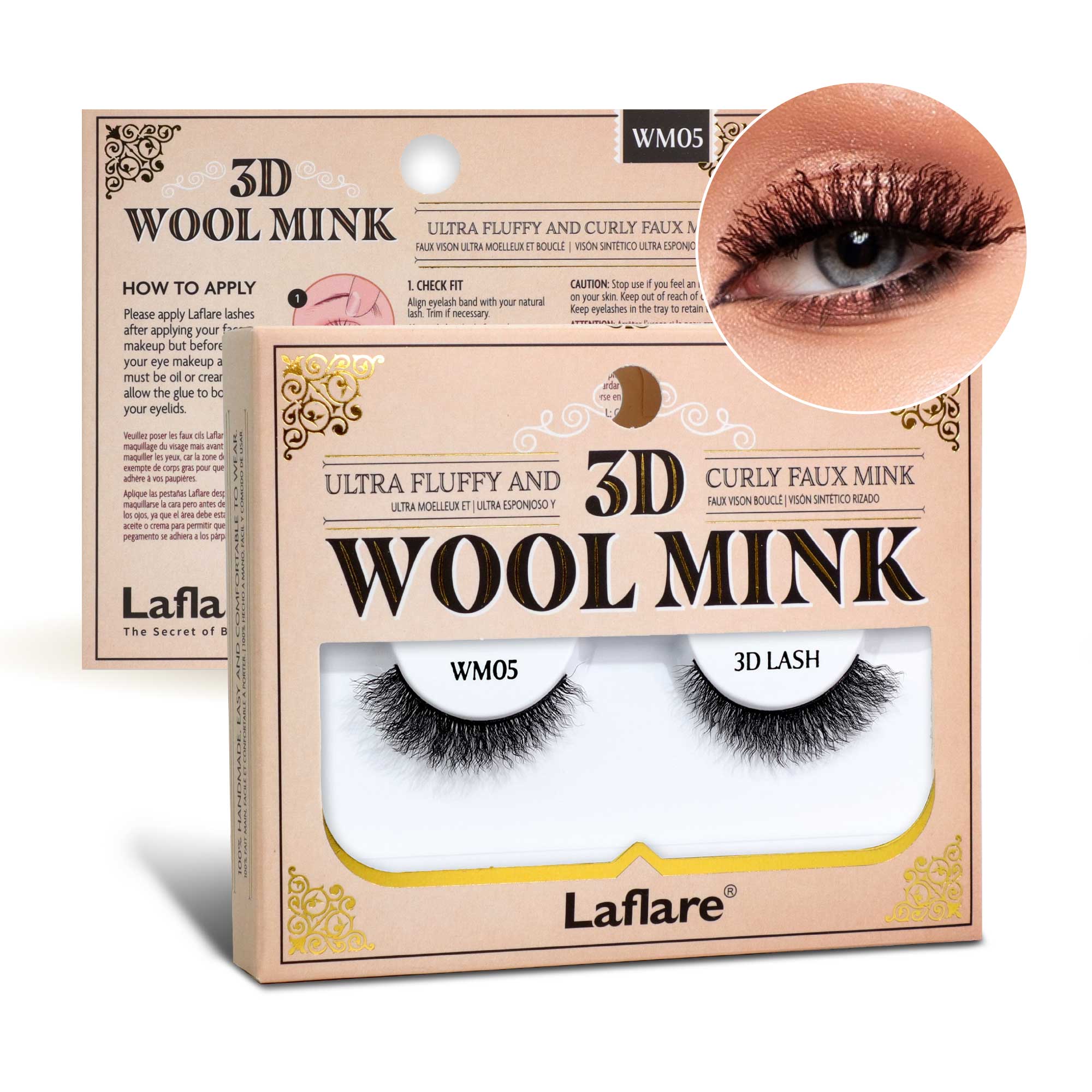 Laflare - Vente Faux cils - Cils 3D en fausse fourrure de vison bouclée en laine8