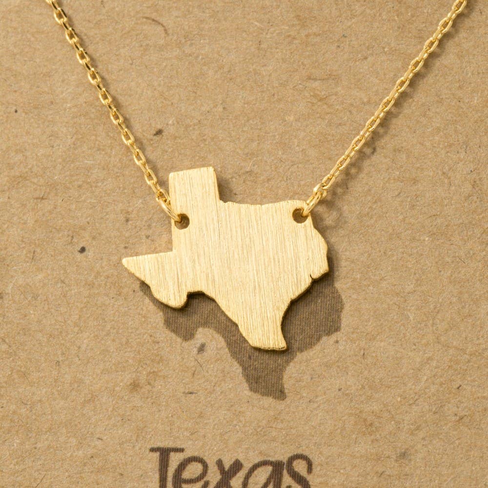 Fame Accessories - Wholesale Pendant/Charm Necklace - Gold Dipped Texas State Pendant Necklace3