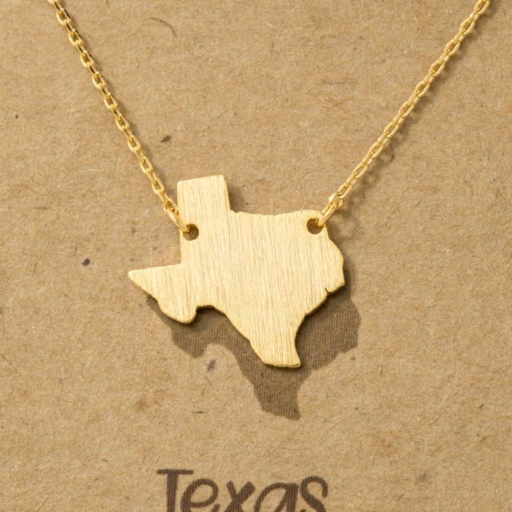 Fame Accessories - Wholesale Pendant/Charm Necklace - Gold Dipped Texas State Pendant Necklace3