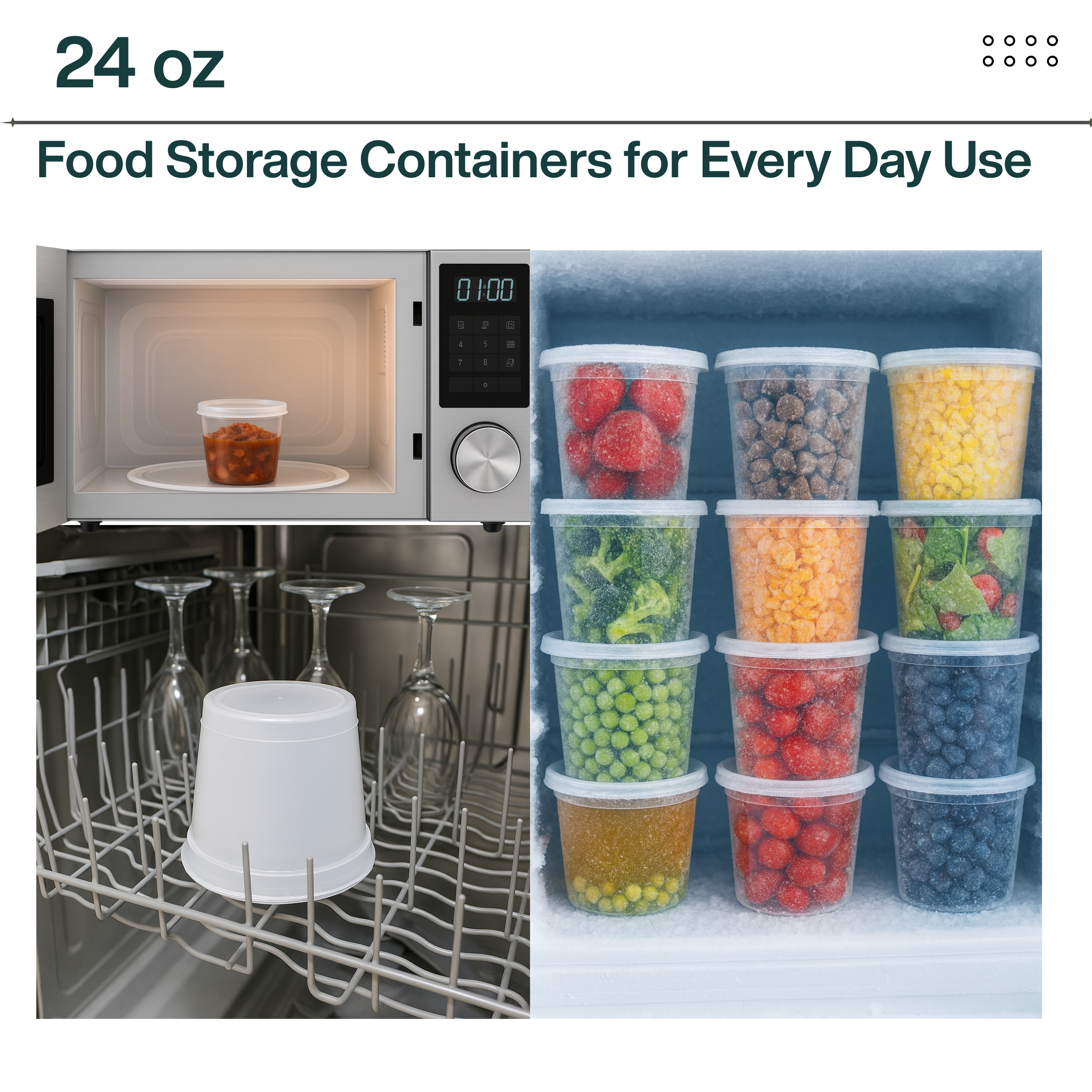 ProTakeOut - Wholesale Food Storage Container - ProTakeOut, [24 oz] Heavy-Duty PP Deli Containers with Lids – 240 Sets (24/20) | Microwave & Freezer Safe | Durable, Leak-Resistant & Reusable | Ideal for Food Storage, Meal Prep, Restaurants & Catering1