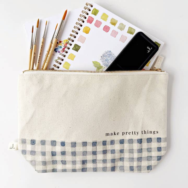 emily lex studio - Wholesale Pouch - Women's - canvas zipper pouch "make pretty things" gingham0