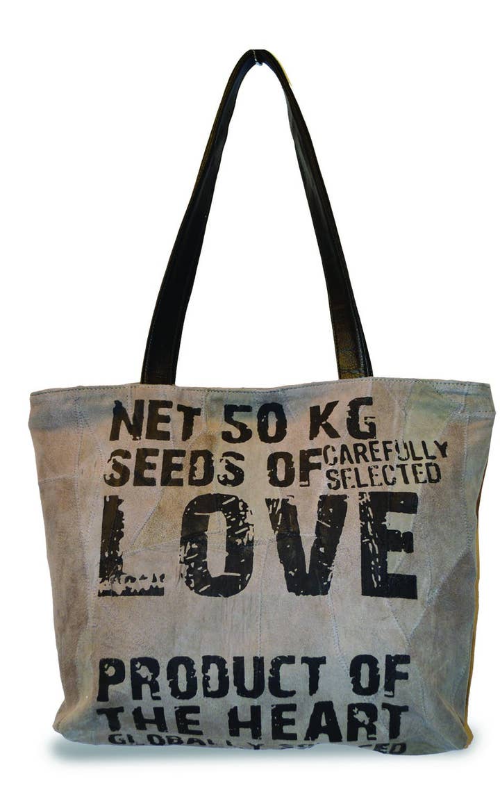 Mad Style - Wholesale Tote Bag - Women's - Recycled Leather Small Bag : Love Seeds, Color Grey0