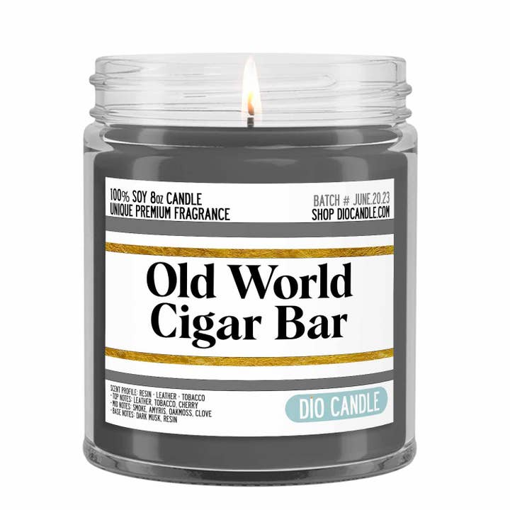 Old World Cigar Bar Candle for wholesale by Dio Candle Company