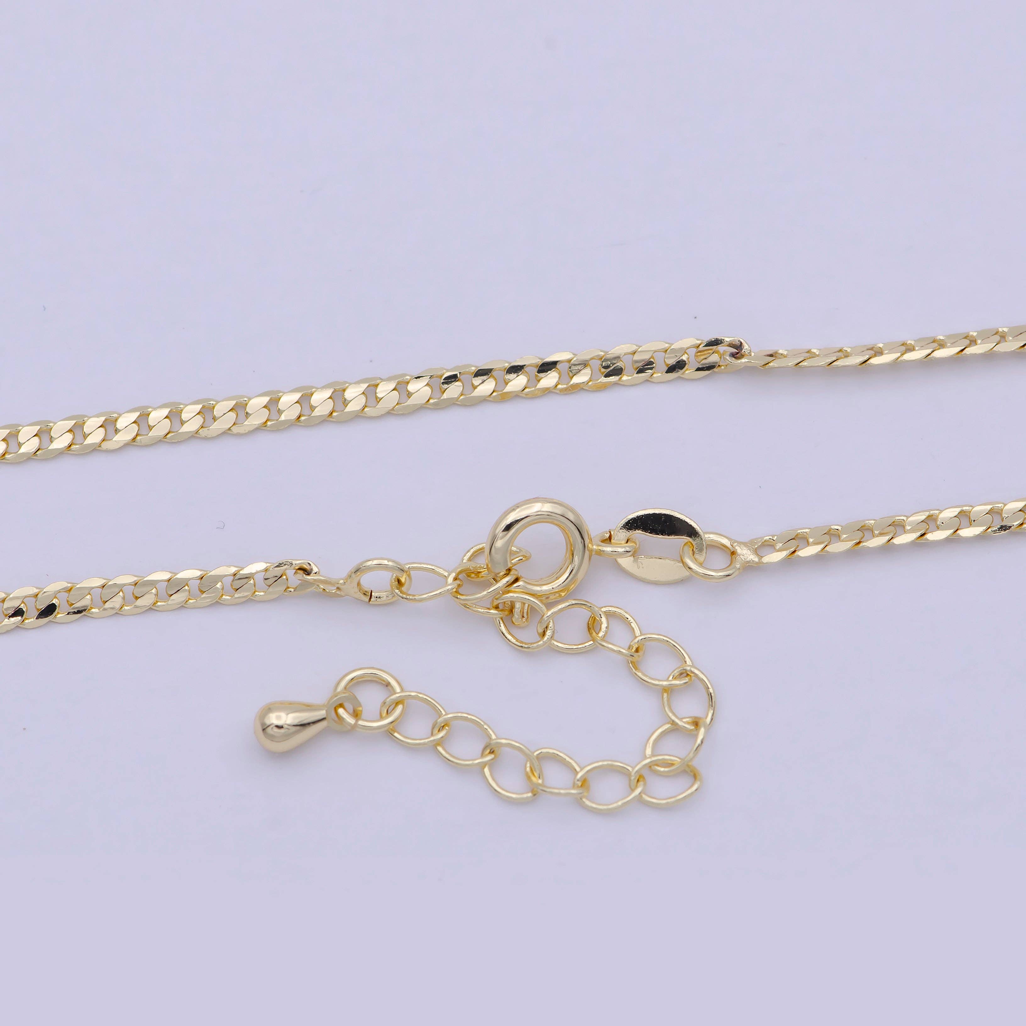 Aim Eternal – wholesale Link & chain necklace – 15.4" Dainty Miami Cuban Gold Curb Link Chain Necklace WA8291