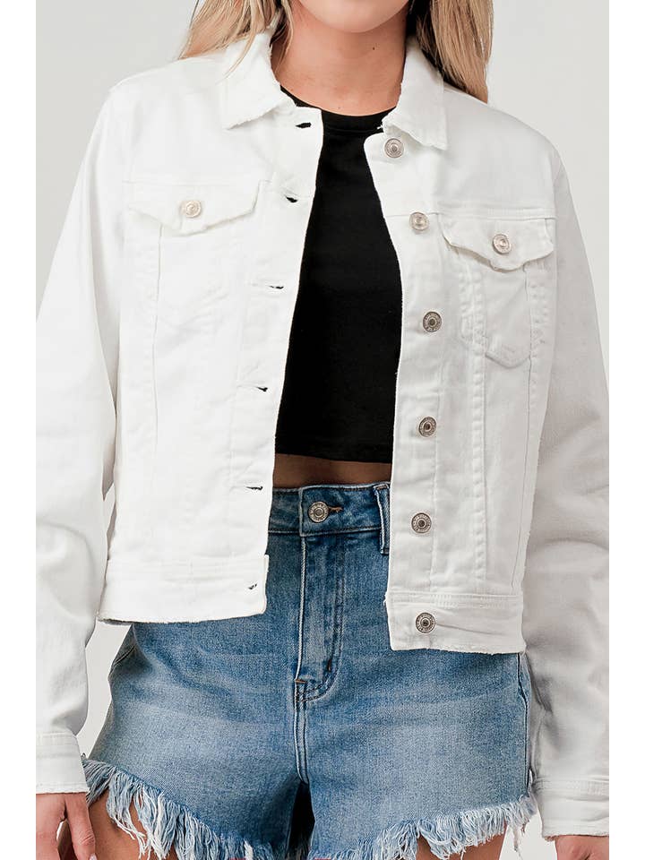 I&M JEAN, INC. - Wholesale Denim Jacket - Women's - M7154J - WHITE - CLASSIC COLOR DENIM JACKET