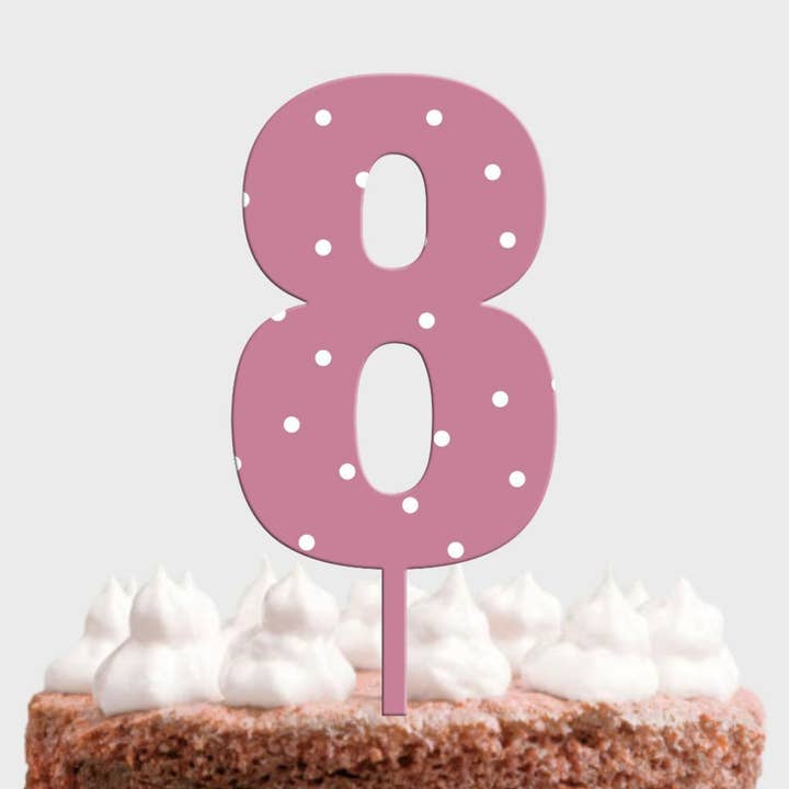 Topo de bolo em madeira MDF com números (0 a 9) e bolinhas por atacado de Adorei