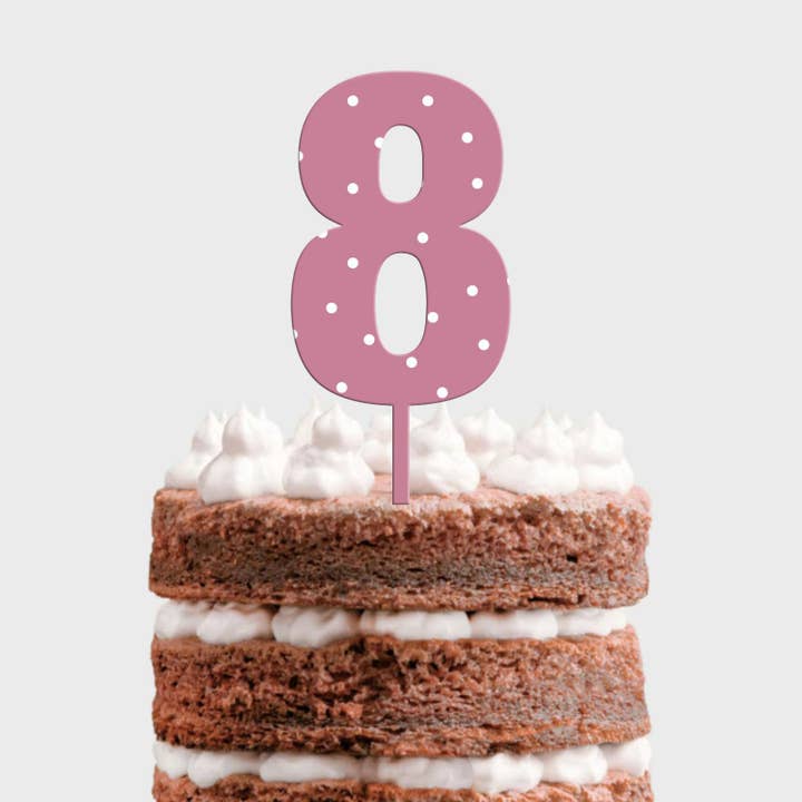 Números (0 - 9) Topper para bolo de madeira MDF com bolinhas por atacado de Adorei