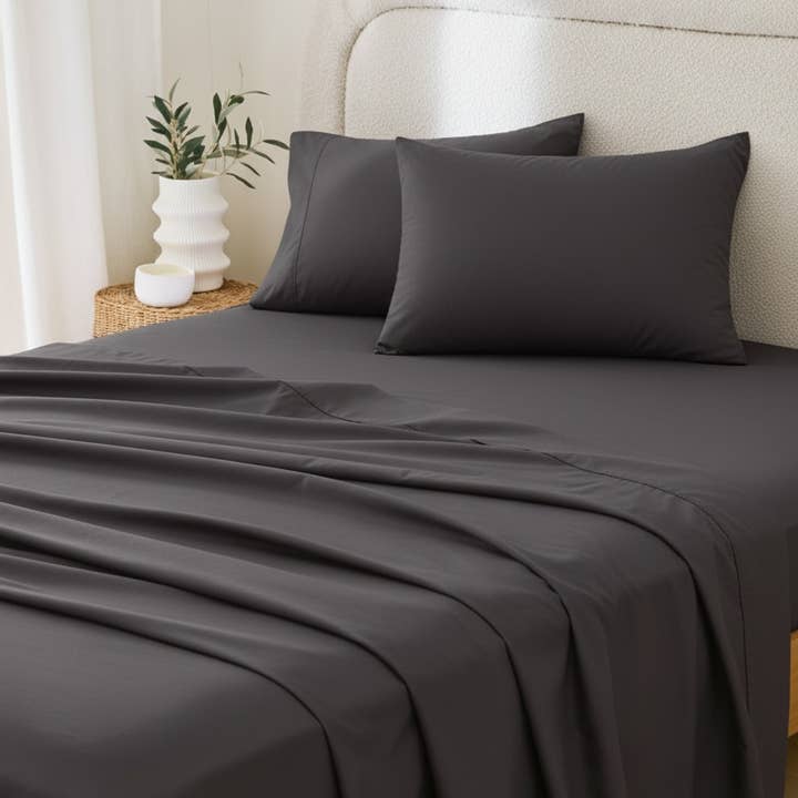 California Cotton Club Sheet Set – Charcoal for wholesale by Koshani