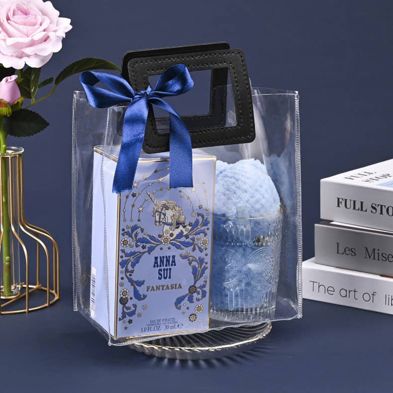 ByHome - Vente Pochette cadeau - Sac cadeau en PVC épais transparent 7 couleurs avec poignées carrées5