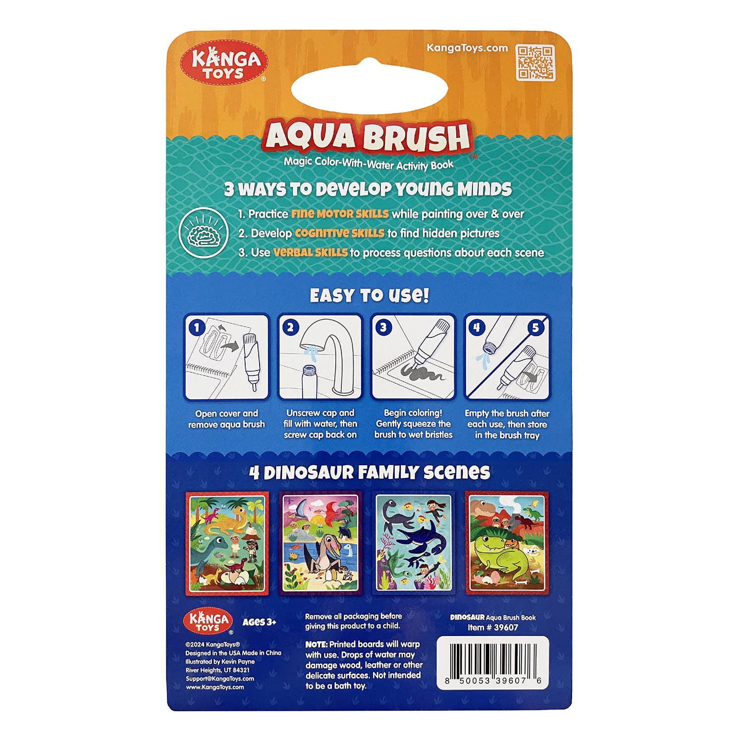KangaToys - Wholesale Coloring & Activity Book - Kids & Baby - Dinosaur Families Aqua Brush Color with Water Book, Reusable9