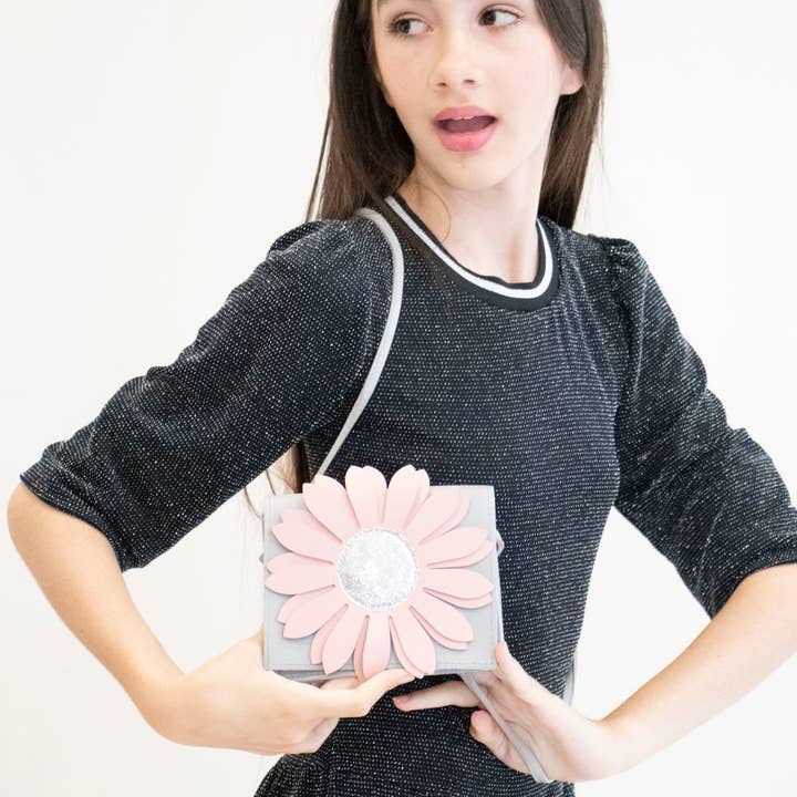Yuko B – Großhandel Umhängetasche – Kinder – Kindertasche mit Schulterriemen - Flora Rose & Grau