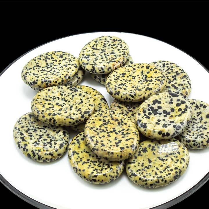 Dalmatian Jasper Thumb Worry Stones 1/2Kg- 1Lbs for wholesale by Quasar Gems USA