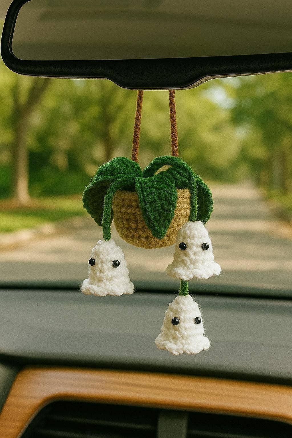 TOMOPOD LLC - Wholesale Stuffed/Plush Toy - Kids & Baby - Crochet Ghost Halloween Plant Hanging, Handmade Car Decor1