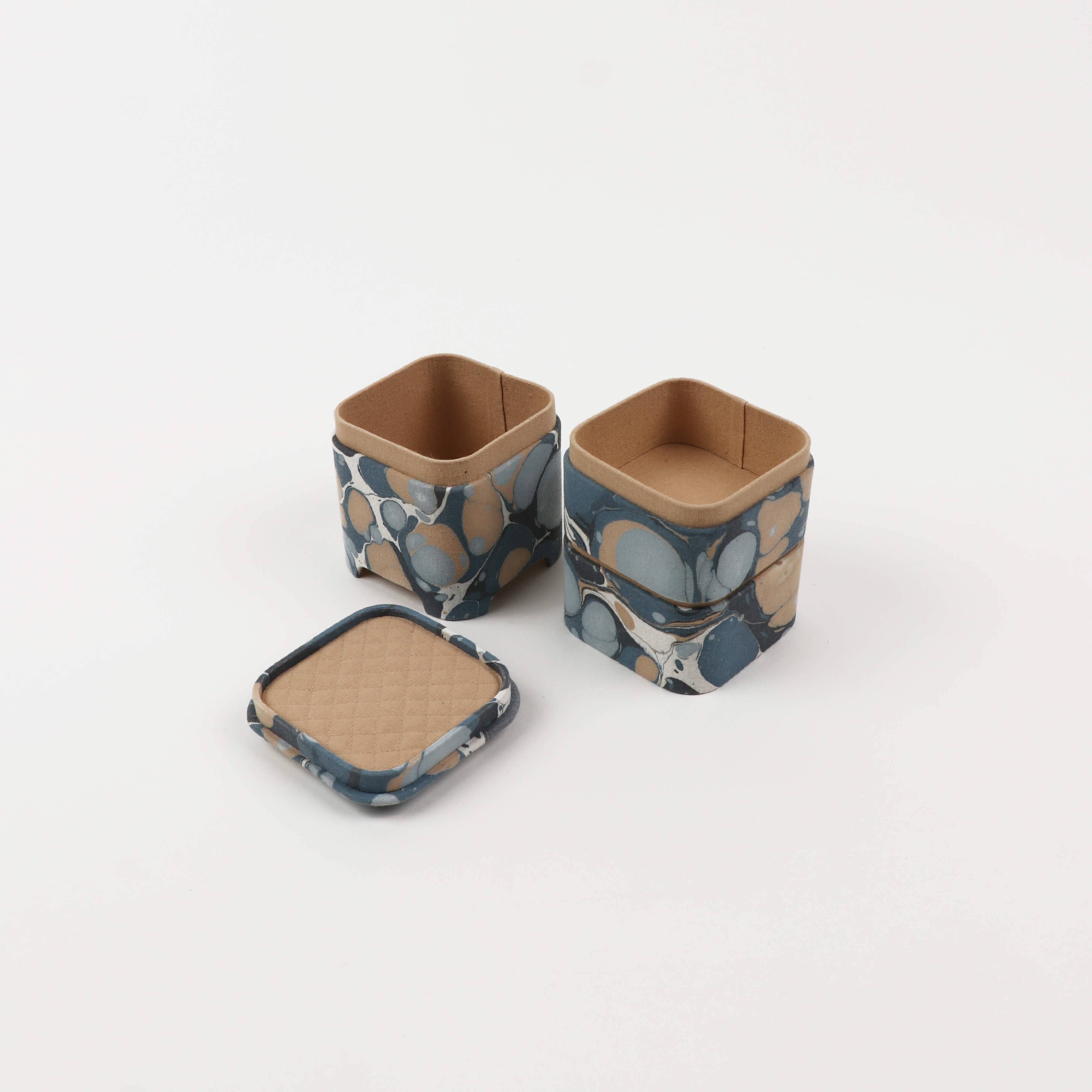 Craft Boat - Wholesale Decorative Box - MARBLED JUBAKO BOX- BLUE PEBBLES2