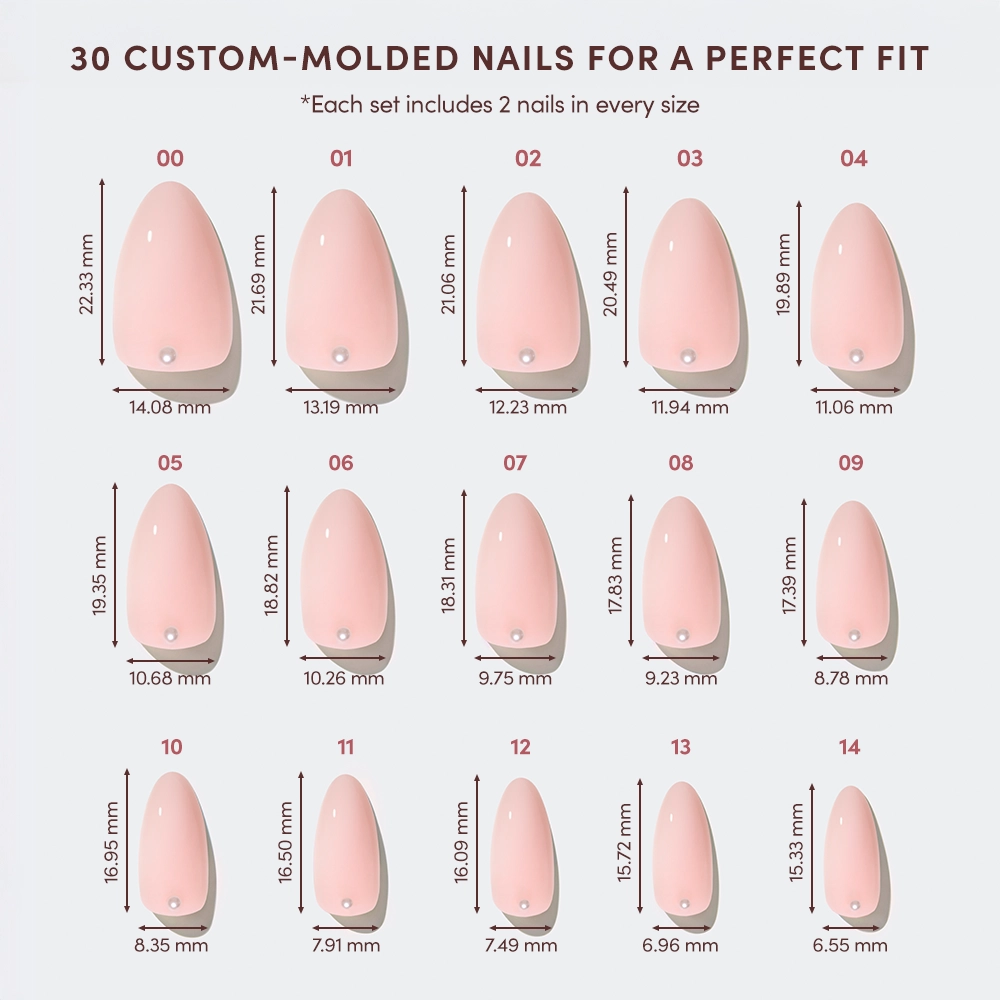 Glamnetic - Vente Faux ongles/vernis en patch - Wifey Ongles Press-On | Ongles de Mariée Amande Courte Nude Perle4