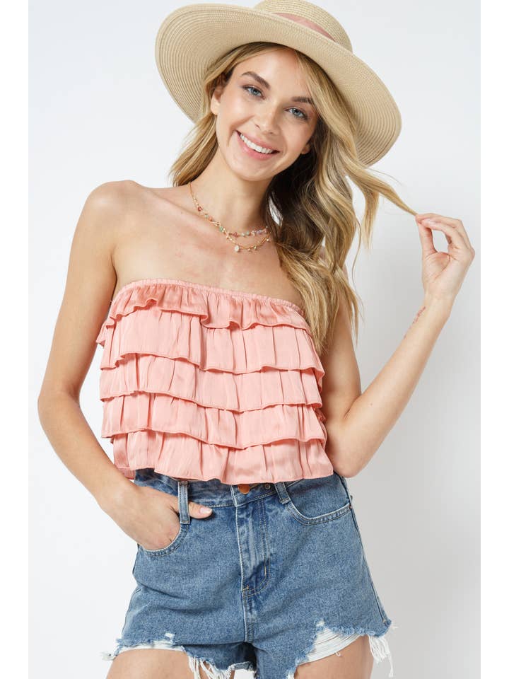 Blue B - Wholesale Blouse - Women's - 51464T - STRAPLESS RUFFLE TUBE TOP