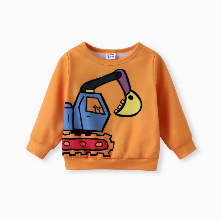 PatPat - Wholesale Top & Pant Set - Baby - Baby Boy 2pcs Dinosaur/ Vehicle Print Sweatshirt & Pants Set