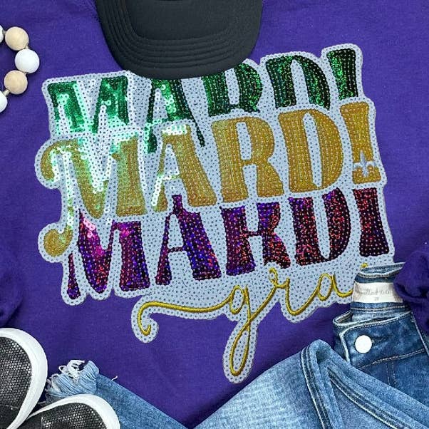 Mardi Gras Sequin Patch for wholesale by Trendy Transfers