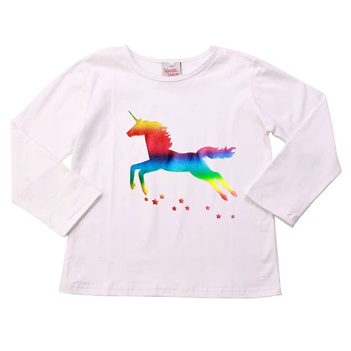 Camiseta de manga larga con unicornio Rainbow Dancing para venta al por mayor de Sparkle Sisters by Couture Clips