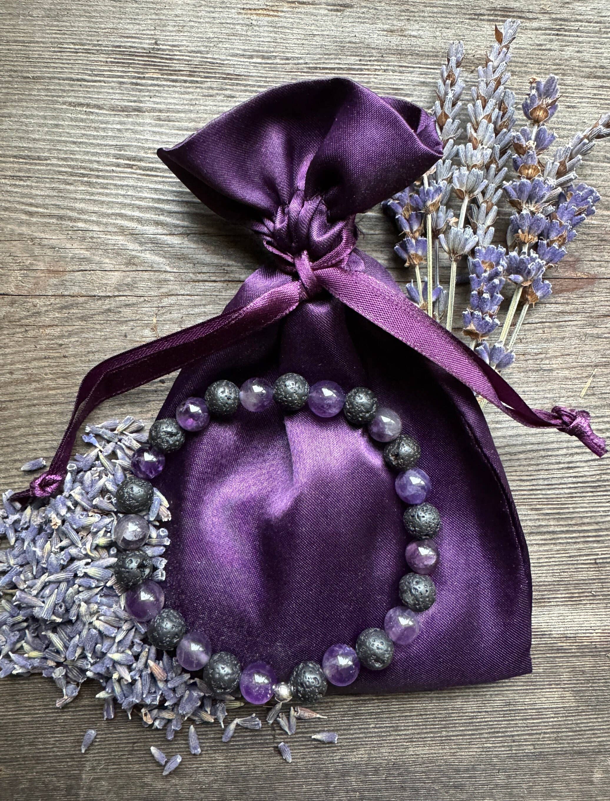 Lavender Beads - Wholesale Aromatherapy Bracelet - Aromatherapy Diffuser Bracelet Lava Stone and Amethyst2