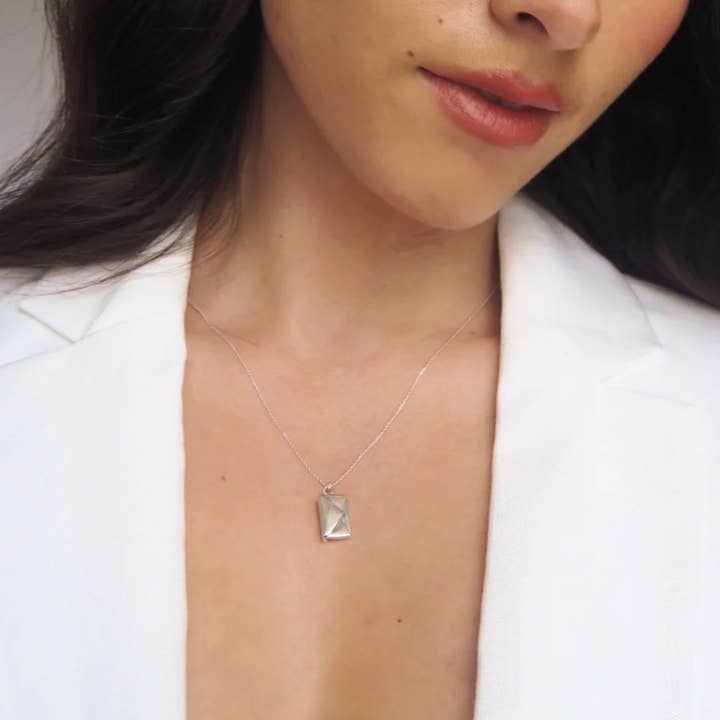 HoopLa - Wholesale Pendant/Charm Necklace - Love Letter 14K Gold Steel Envelope and Letter necklace