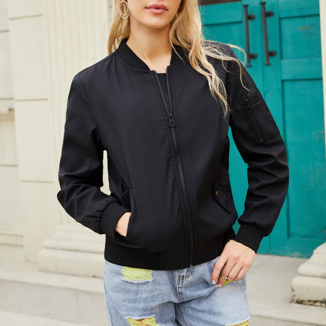 Rosa Clothing - Wholesale Bomber Jacket - Women's - zip front bomber jacket with side pocket16