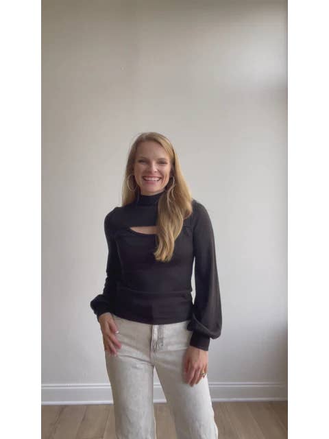 Promises Met Black Cut Out Long-sleeved Top for wholesale on Faire3