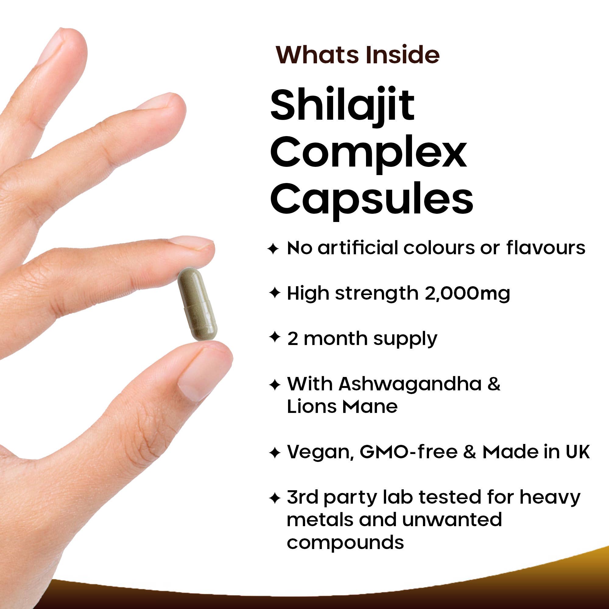New Leaf products Ltd – wholesale Oral supplement/vitamin – Shilajit Complex + Ashwagandha & Lions Mane 2000mg Capsules1