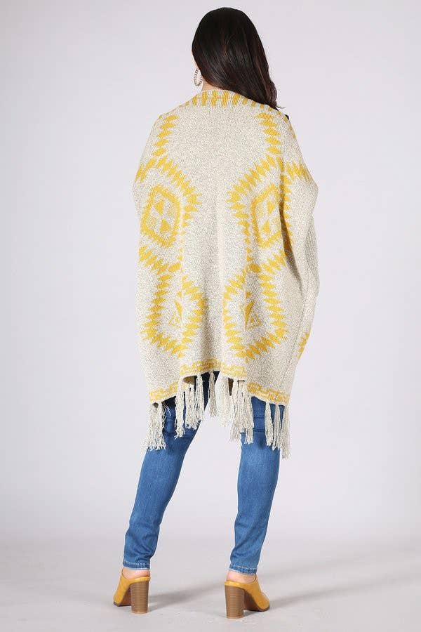 Oceanus Apparel - Vente Cardigan – femme - OUG10622-SP Cardigan en tricot poncho tribal à franges12