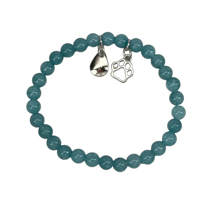 Blue Tone Beaded Bead Stretch Bracelet Paw Pet Bear Paw for wholesale by Eye Catching Jewelry