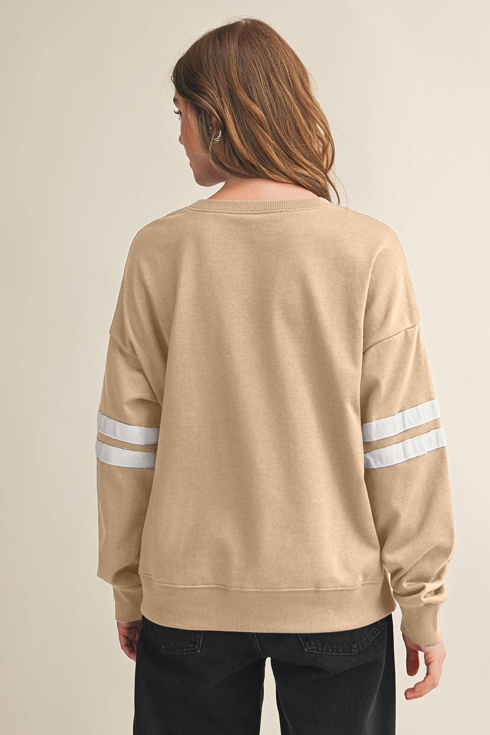 Aapparella - Wholesale Shirt - Women's - Striped Detail Drop Shoulder Oversized Sweatshirt | S-XL19