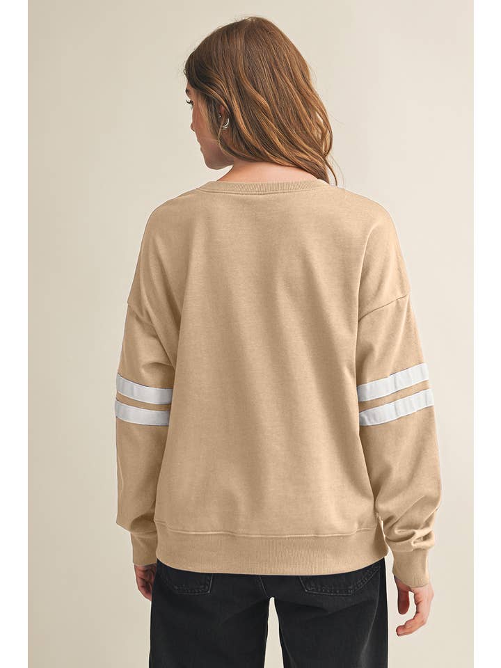 Aapparella - Wholesale Shirt - Women's - Striped Detail Drop Shoulder Oversized Sweatshirt | S-XL19