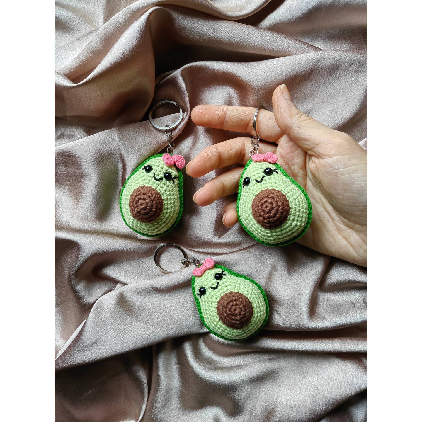 despinacrafting – Porta-chaves - Unissexo por atacado – Chaveiro de Abacate Amigurumi em Crochê1