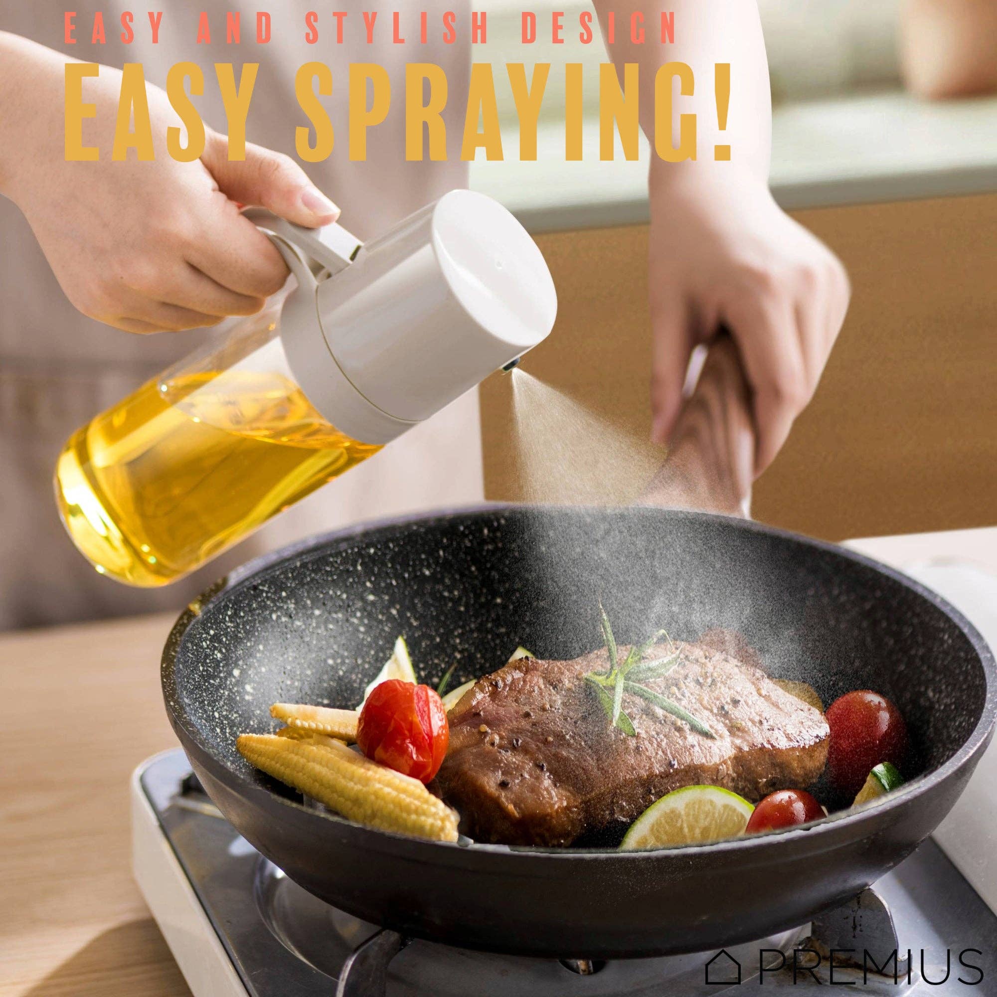 ShopBobbys - Wholesale Oil/Vinegar Dispenser - PREMIUS Glass Oil Sprayer Bottle, Natural, 8.45 Ounces5