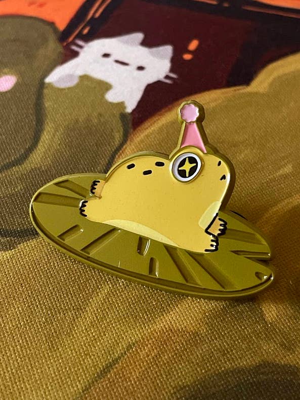 Lilypad Frog Enamel Pin for wholesale by Paper Rat Illustrations