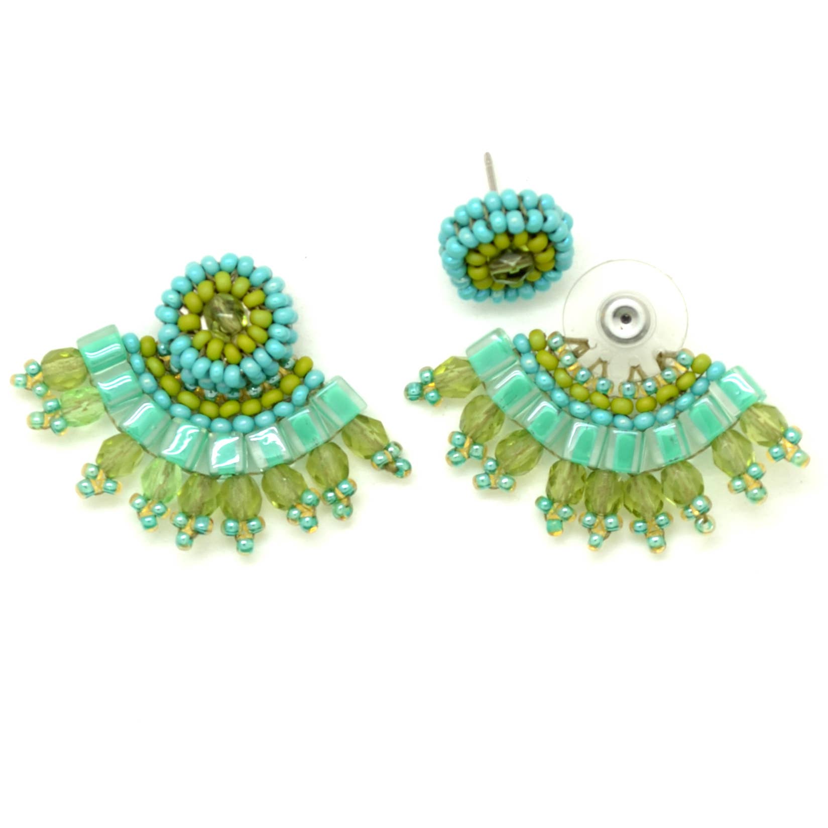 Dunitz & Company - Wholesale Dangle Earrings - Glass Bead Fan Ear Lobe Hugger Earrings - Handmade3