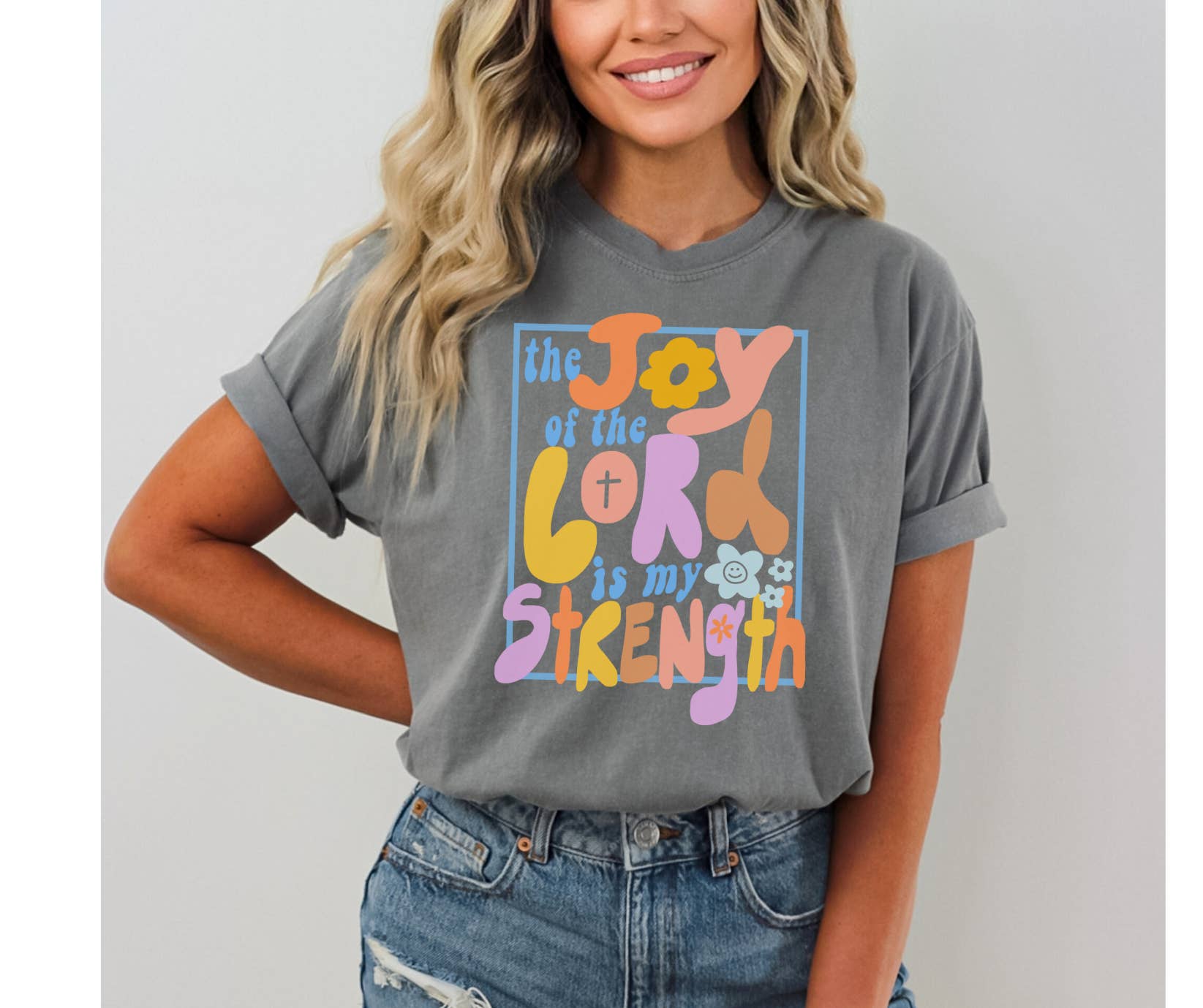 J. Mack Designs - Wholesale Screen Printed T-Shirt - Women's - The Joy of the Lord is My Strength Faith Graphic Tee