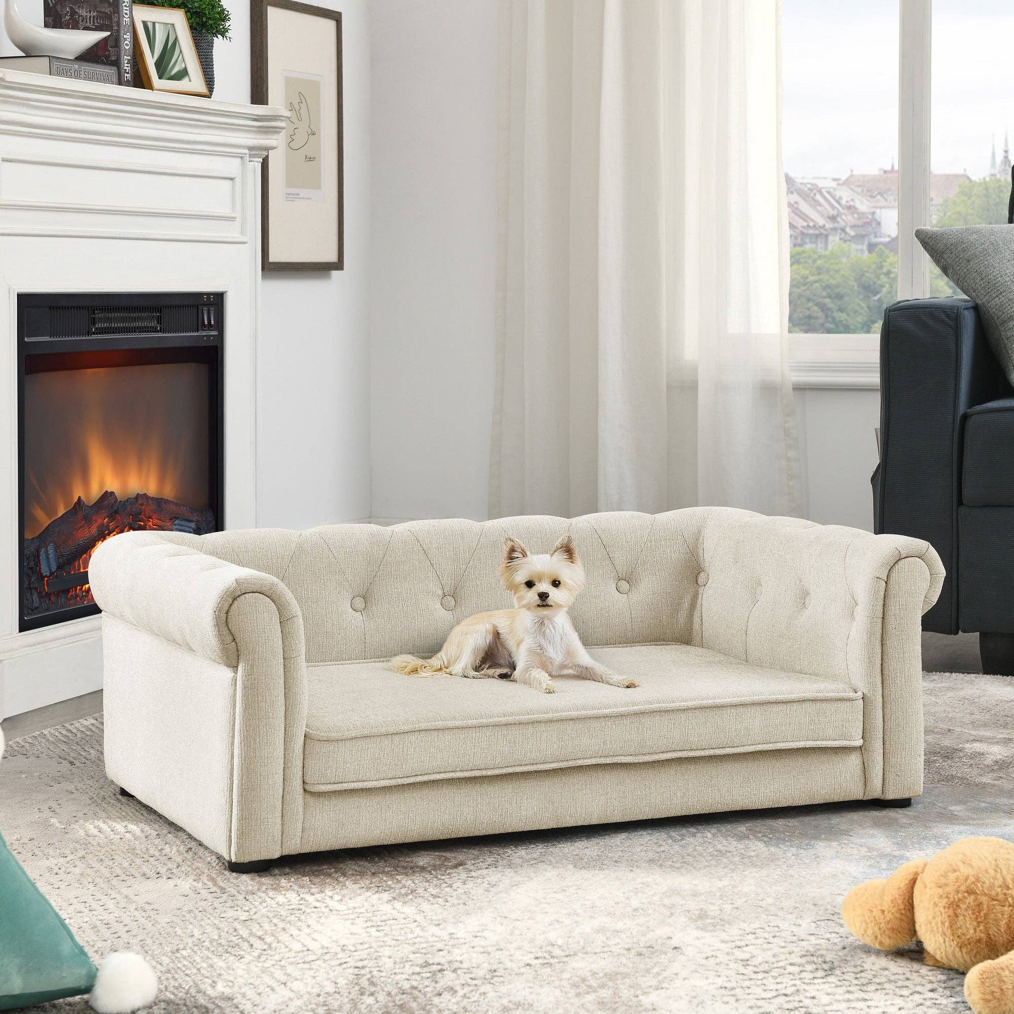 39F Inc. - Wholesale Pet Bed - Cat/Dog - Modern Beige Elevated Pet Bed - 40"*23"*14" Foam Dog Sofa0