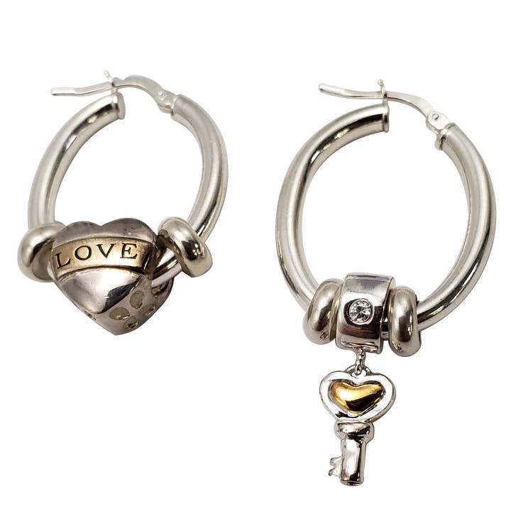 Schlüsselanhänger „Key to My Heart“, ovale Hoops für den Großhandel von Fenton Glass Jewelry