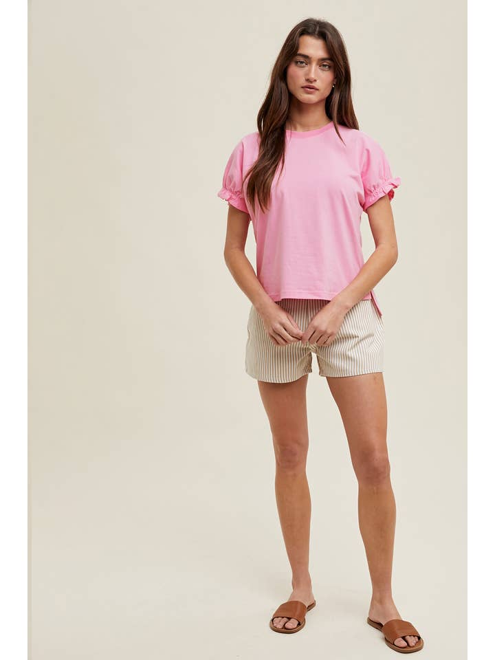 PUNCH HI-LOW FRILL DETAIL KNIT TOP / WL24-9502 for wholesale on Faire