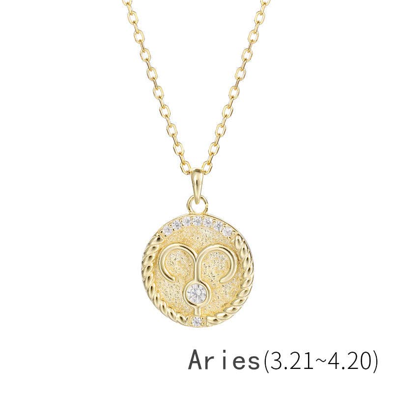 Perimade & Co. LLC - Wholesale Pendant/Charm Necklace - Gold Zodiac Sign Disc Charm Necklace in 925 Sterling Silver17