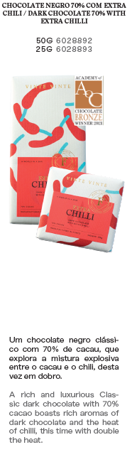 Vinte Vinte Chocolate - Wholesale Chocolate - FUSION DARK CHOCOLATE 70% CHILI XTRA HOT 50G2