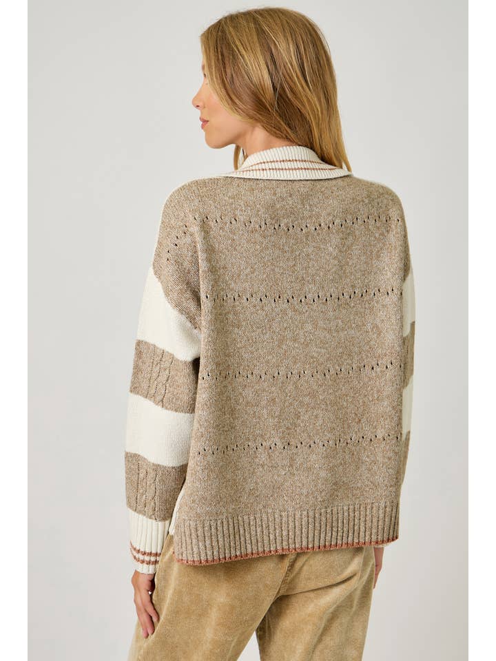 Mystree - Wholesale Knit Sweater - Women's - 60899 V-Neck Multistripe Sweater19