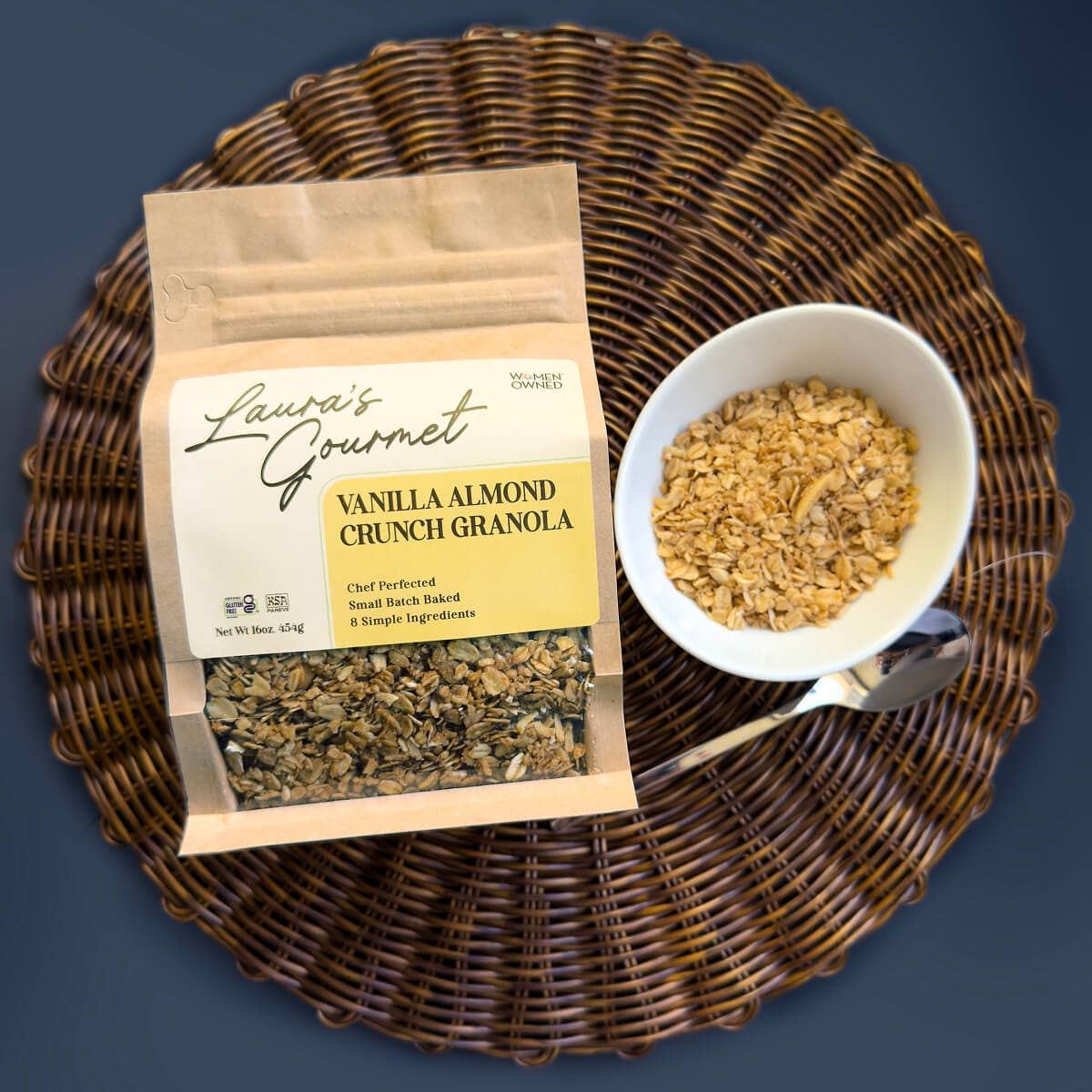 Laura’s Gourmet – Engroshandel Granola – Vanilla Almond Crunch 16 oz detailhandel, æske med 61