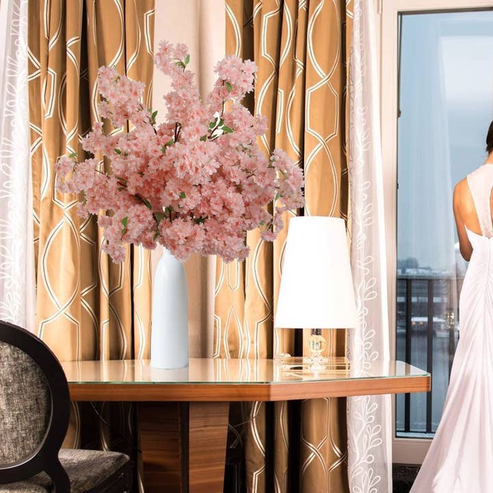 Larksilk - Wholesale Artificial Flowers - 3-Pack: Soft Pink 40" Cherry Blossom Stem With Silk Flowers6