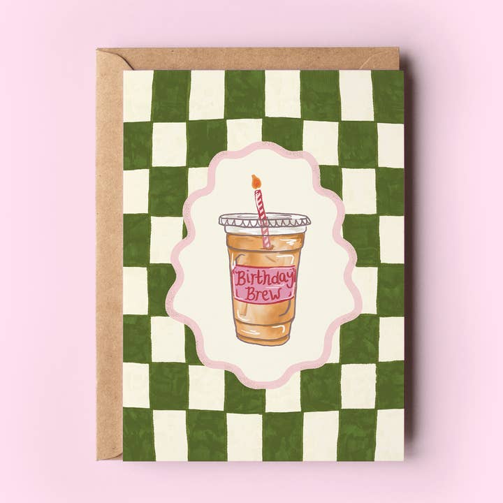 The Shelley Society - Wholesale Birthday Card - Birthday Brew Iced Coffee Coquette Caffeine Greeting Card0