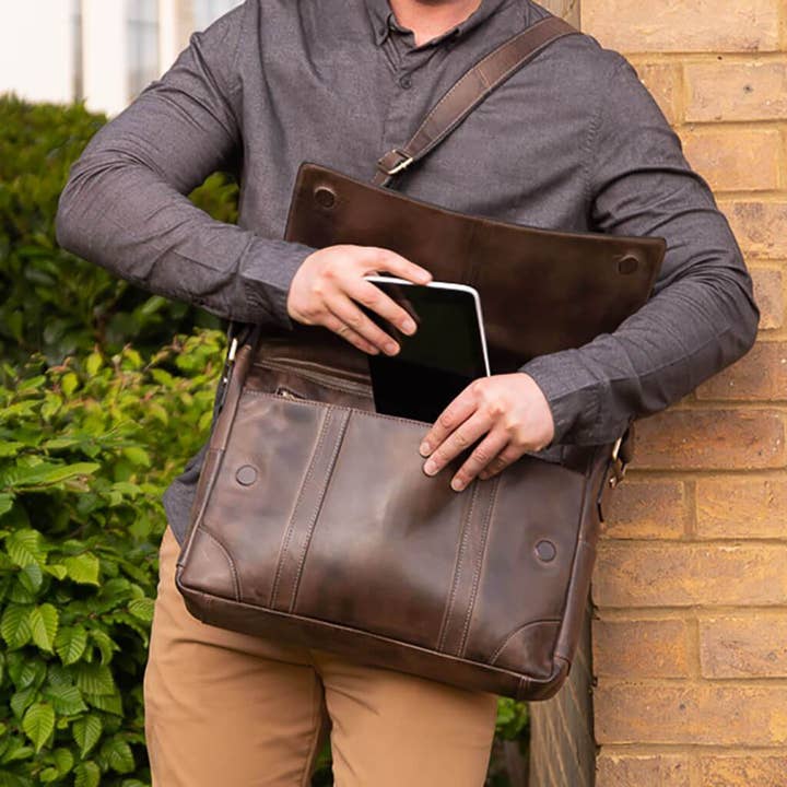 Ridgeback Leather 13" Laptop Messenger Bag - 672 for wholesale by PRIMEHIDE