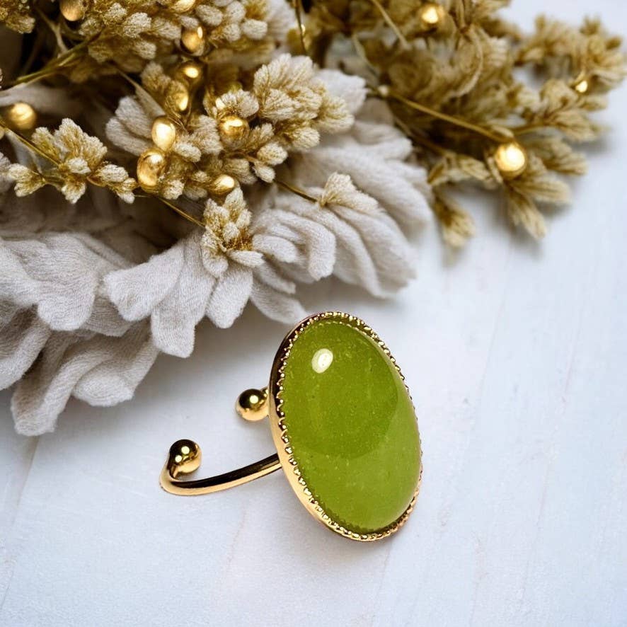 TOURMALYN - Wholesale Cocktail/Statement Ring - Fine gold gilded Aventurine stone ring9