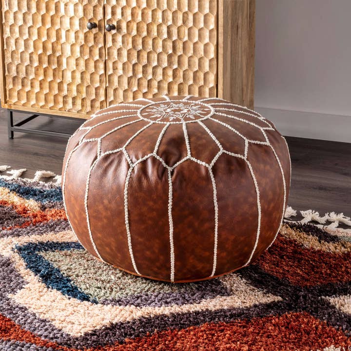 nuLOOM - Wholesale Pouf - Classic Moroccan Faux Leather Filled Ottoman Pouf