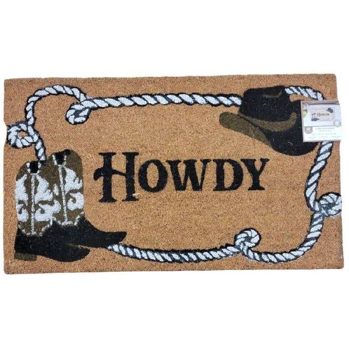 Duke Imports - Wholesale Door Mat - "Howdy Cowboy" Designer Coir Doormats